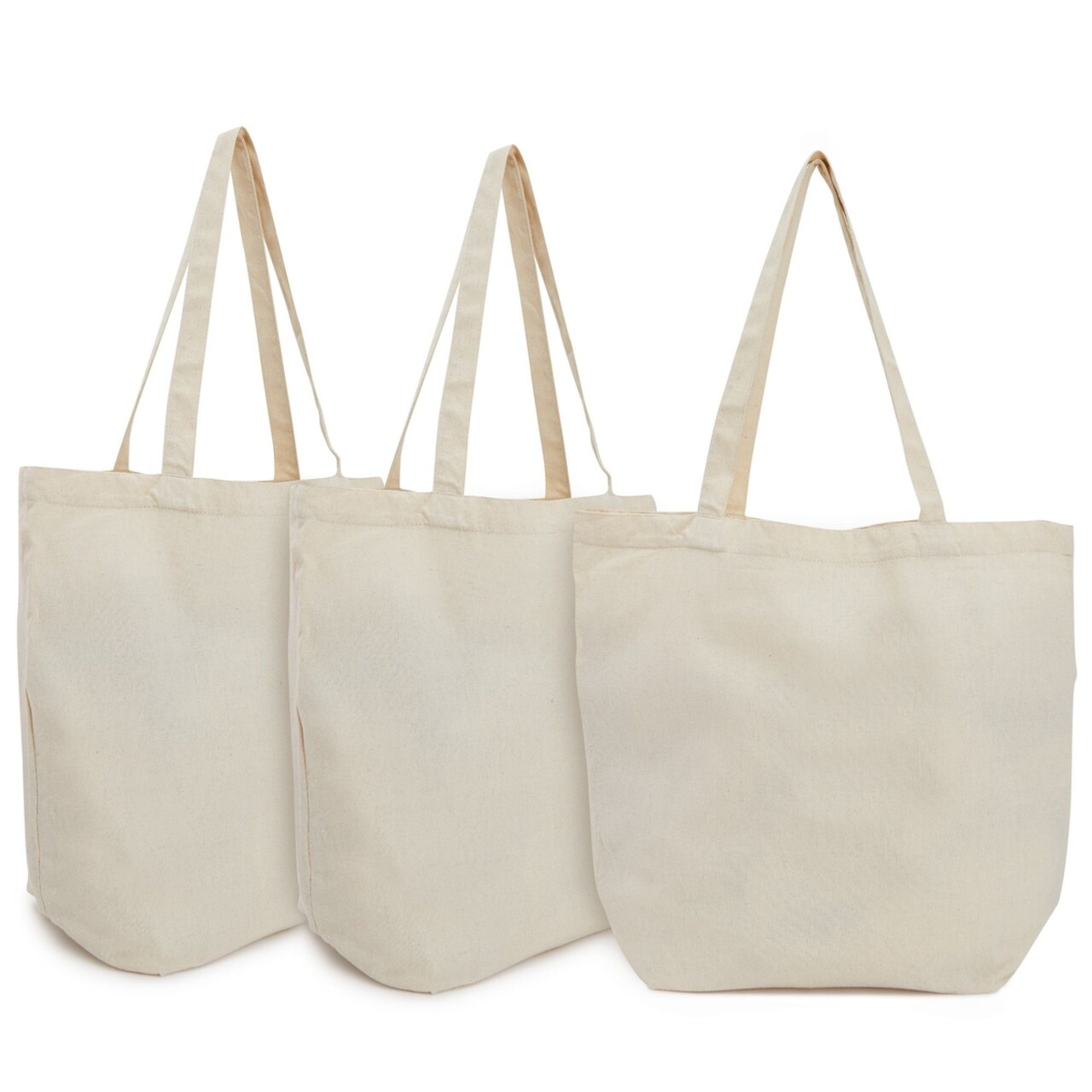 Reusable Canvas Grocery Bags Non Woven Cloth Tote Bags with Handles for Shopping 16.5 x 19.5 In 3 Pack